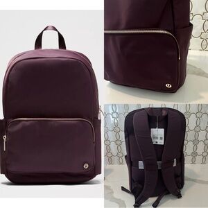 NWT Lululemon Everywhere Backpack 22L Metal Hardware / Black Plum/Sheer Oak/Gold